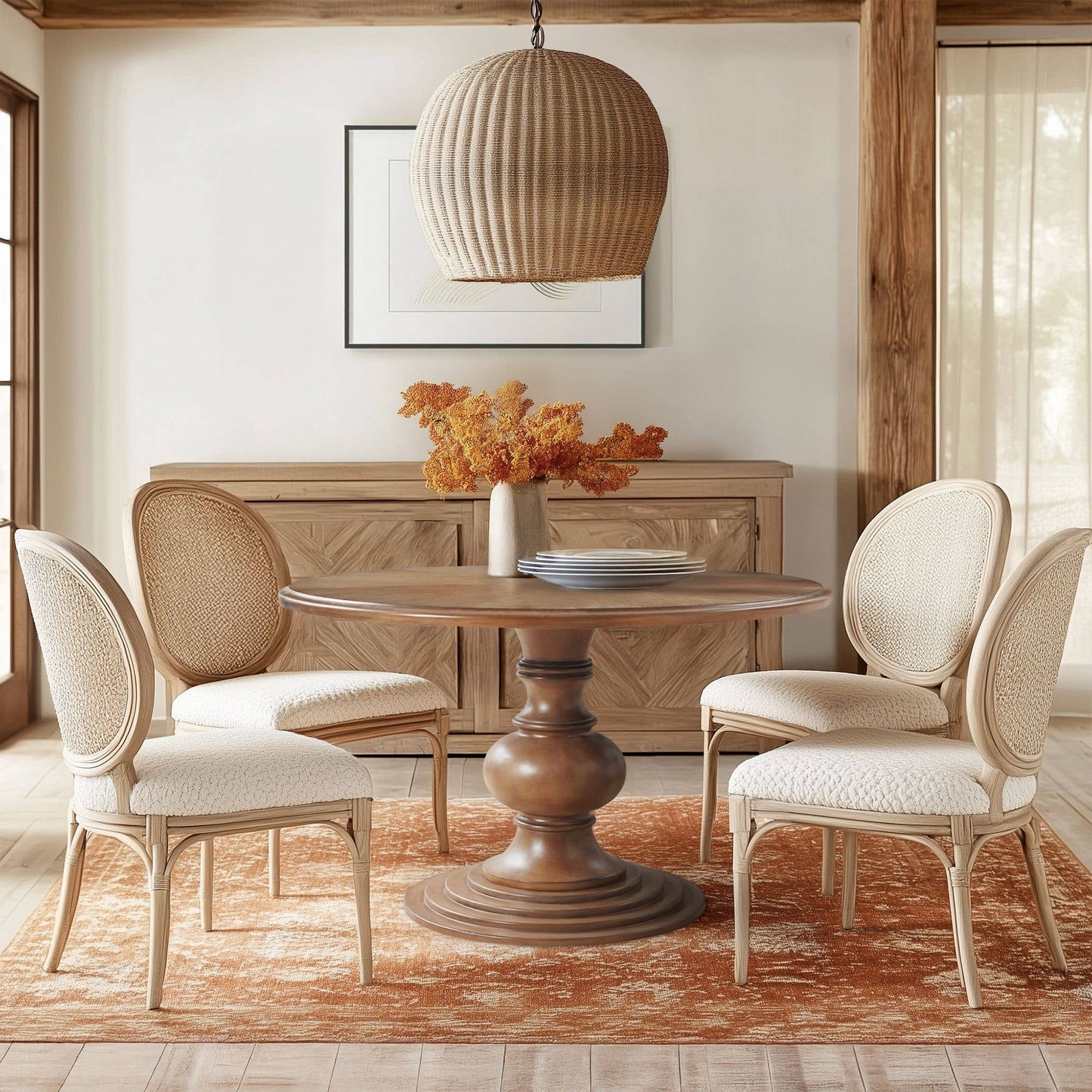 Farmhouse 46" Round Pedestal Dining Table * -