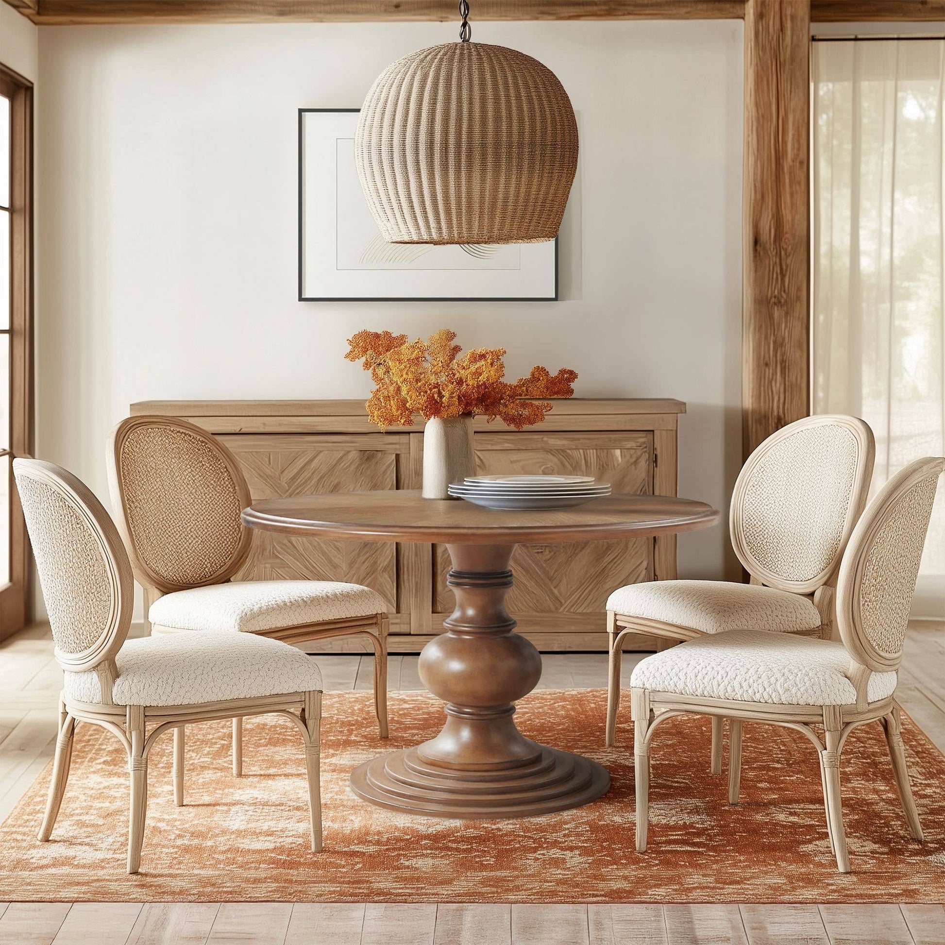 Farmhouse 46" Round Pedestal Dining Table * -