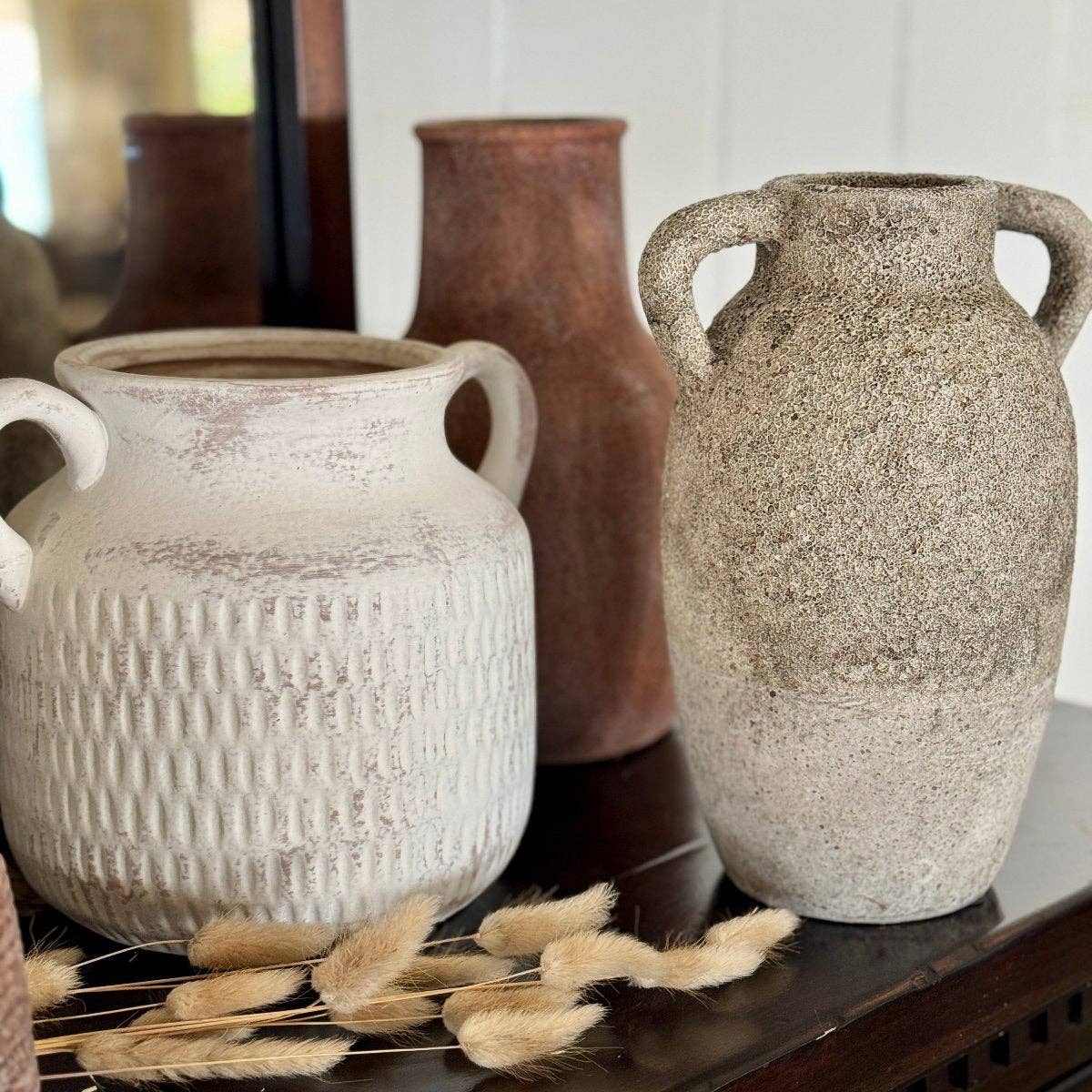 CA-5282 - White Double Handled Urn - Vases