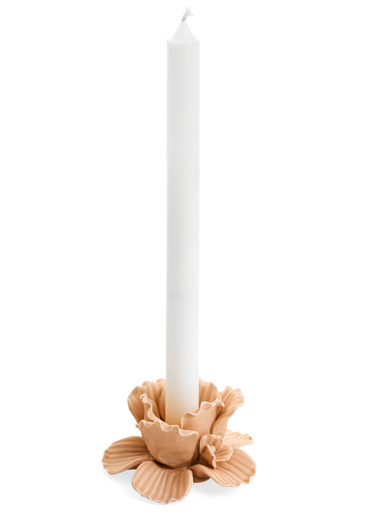 CANDLE HOLDER CERAMIC FLOWER SHAPE MISTY PINK -