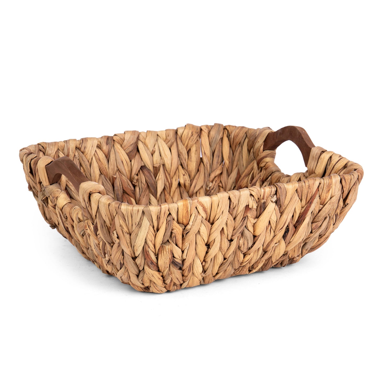 SQ HYACINTH TUB W/WOOD INSET HANDLES -