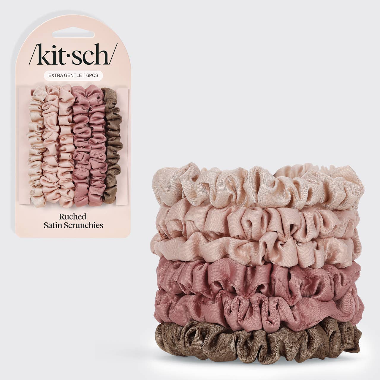 Ultra Petite Satin Scrunchies 6pc - Terracotta -