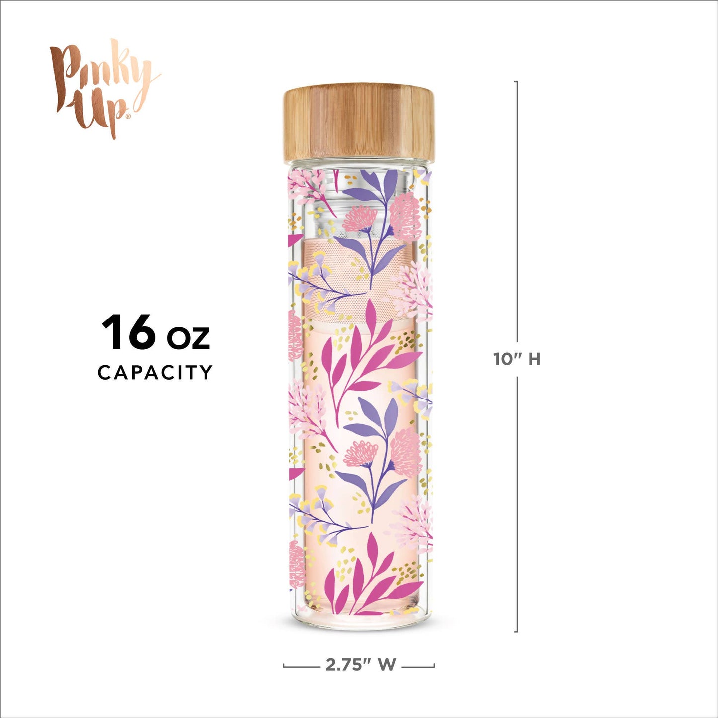 Blair™ Glass Travel Mug with Tea Infuser Botanical Bliss -