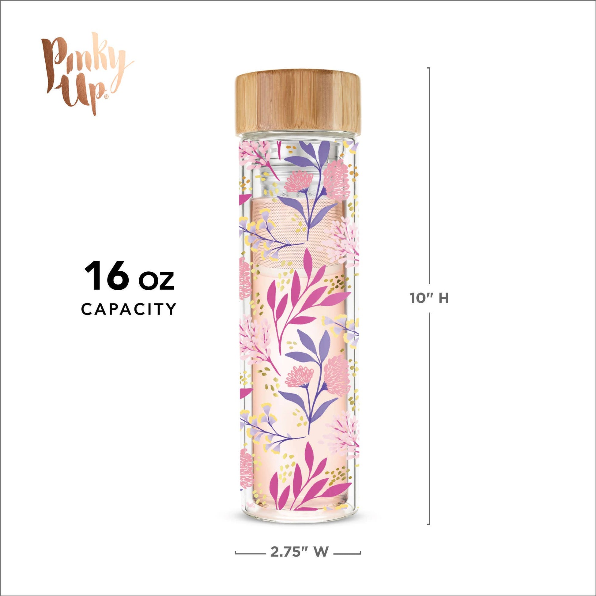 Blair™ Glass Travel Mug with Tea Infuser Botanical Bliss -