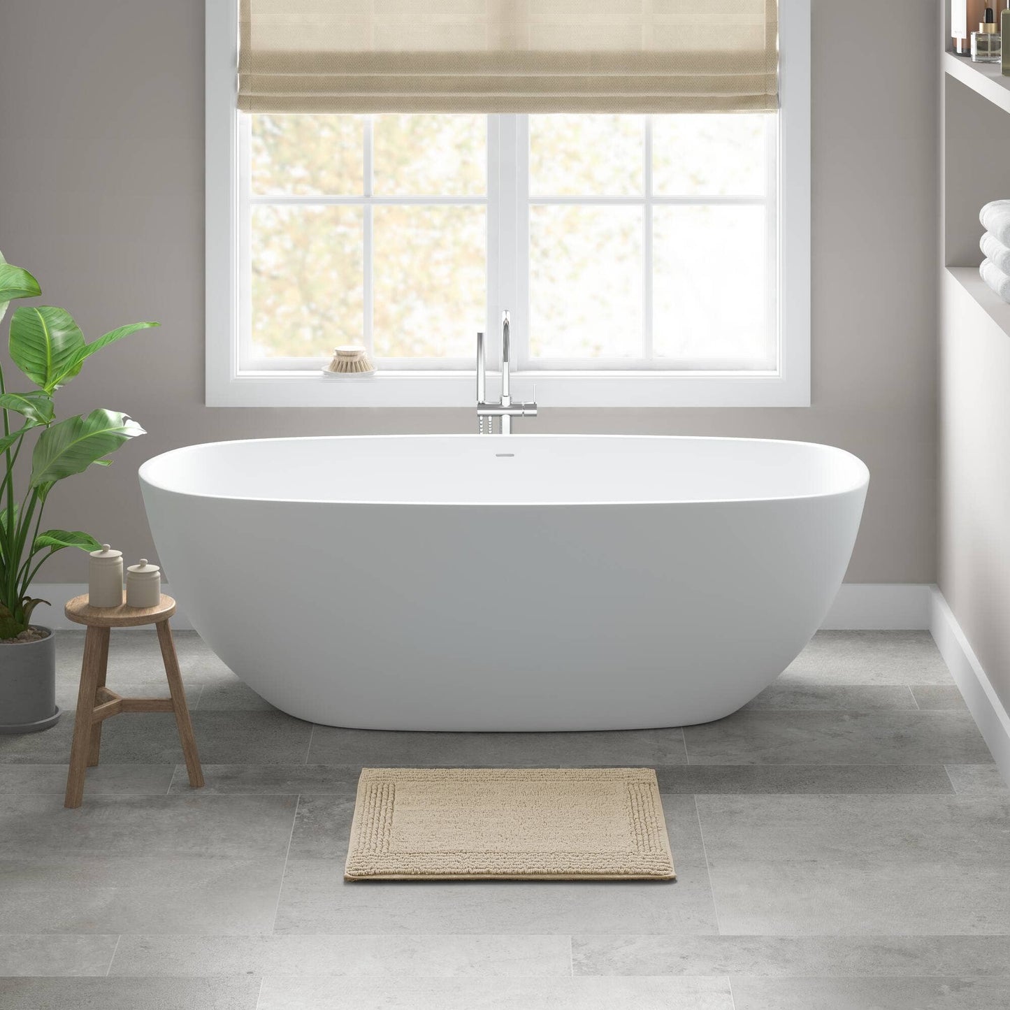 100% Cotton Tufted 3000 GSM Reversible Bath Rug, Natural -