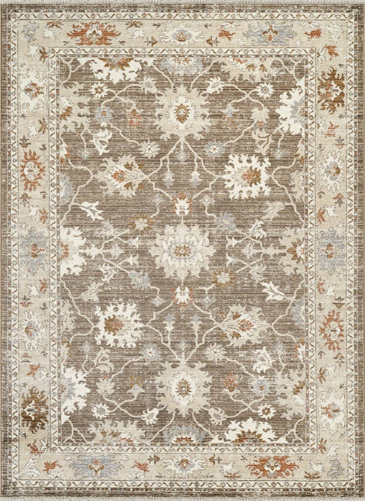 Alara Taupe Cream Vintage Medallion Floral Area Rug -