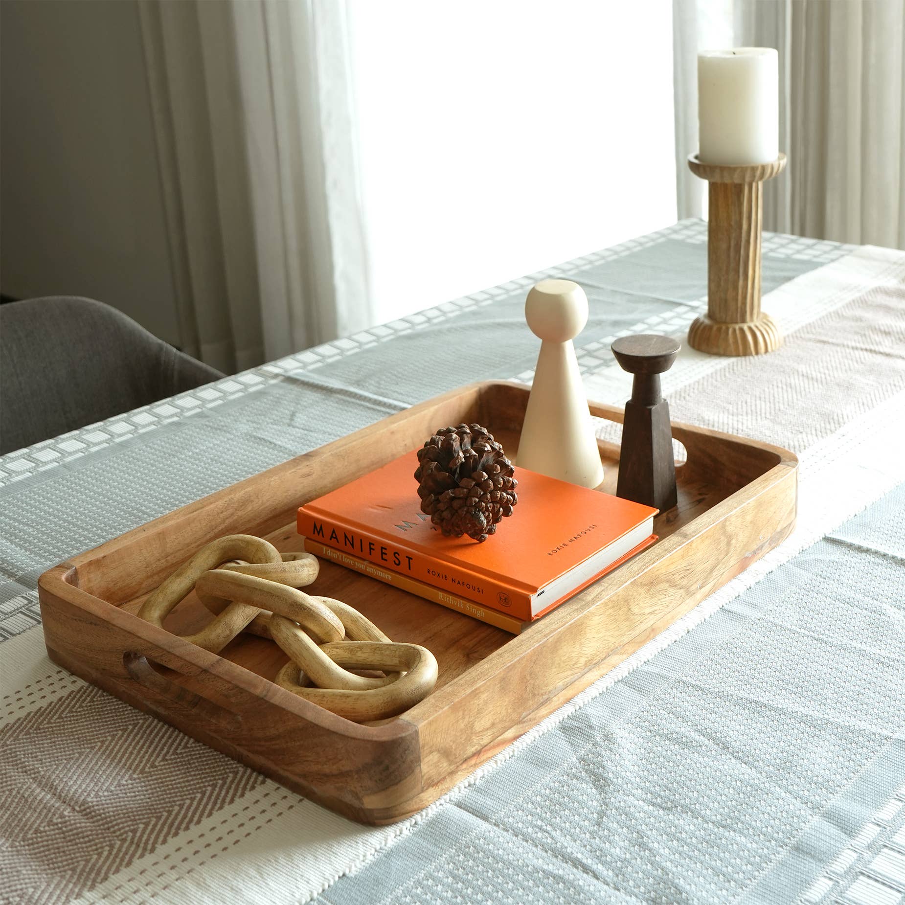 Wood Serving Trays - Set of 2 -