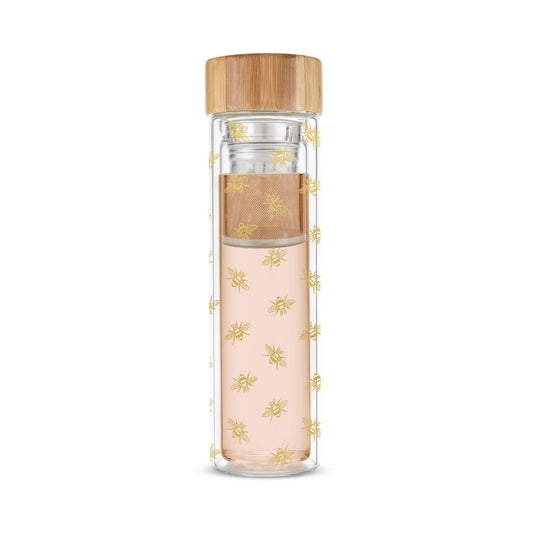 Blair™ Insulated Glass Travel Mug with Tea Infuser Bee -