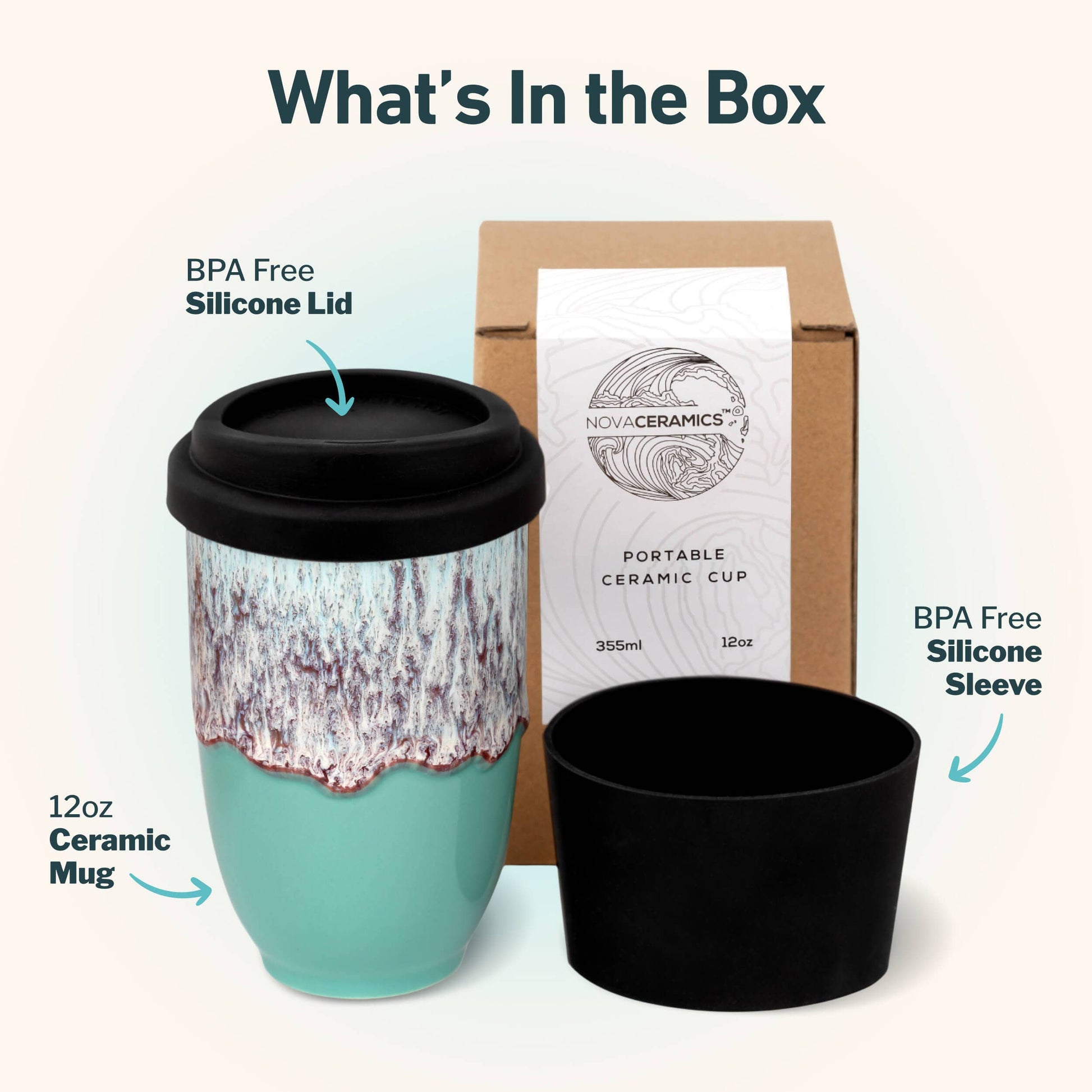 Nebula Ceramic Travel Mug – 12oz with Lid & Sleeve -