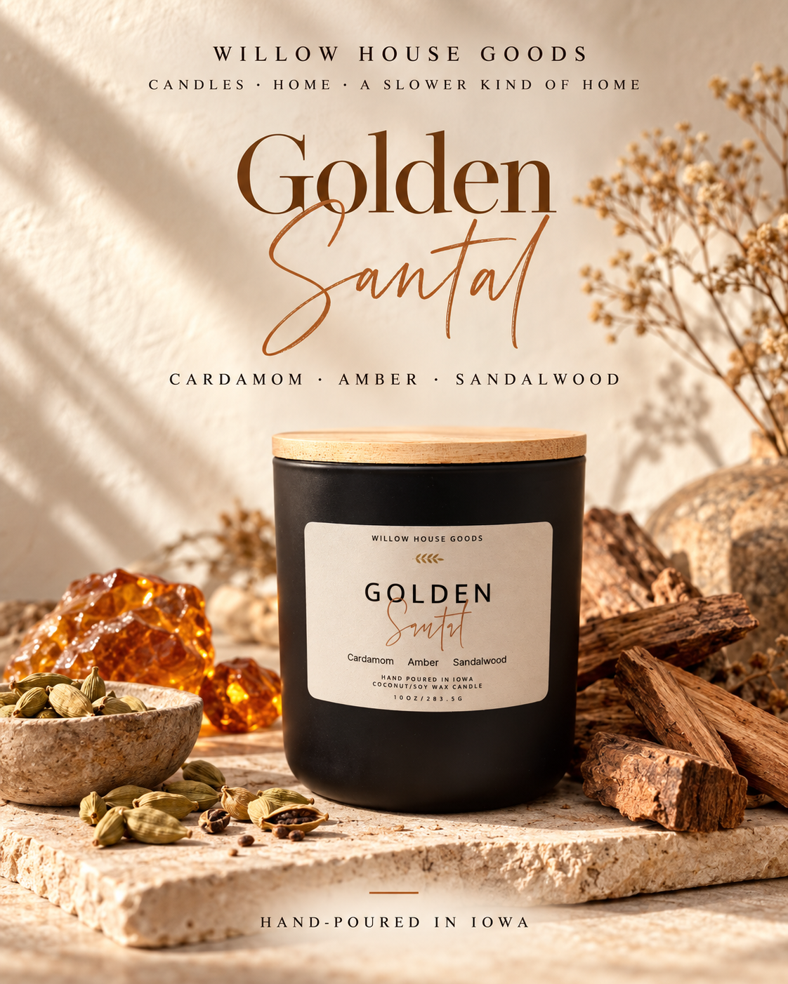 Golden Santal Candle – 10 oz