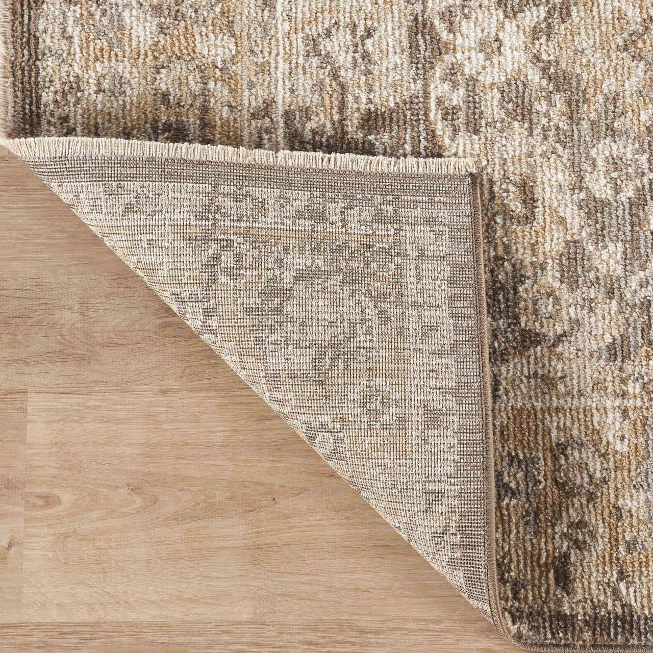 Evelyn Distressed Floral Beige Taupe Area Rug -
