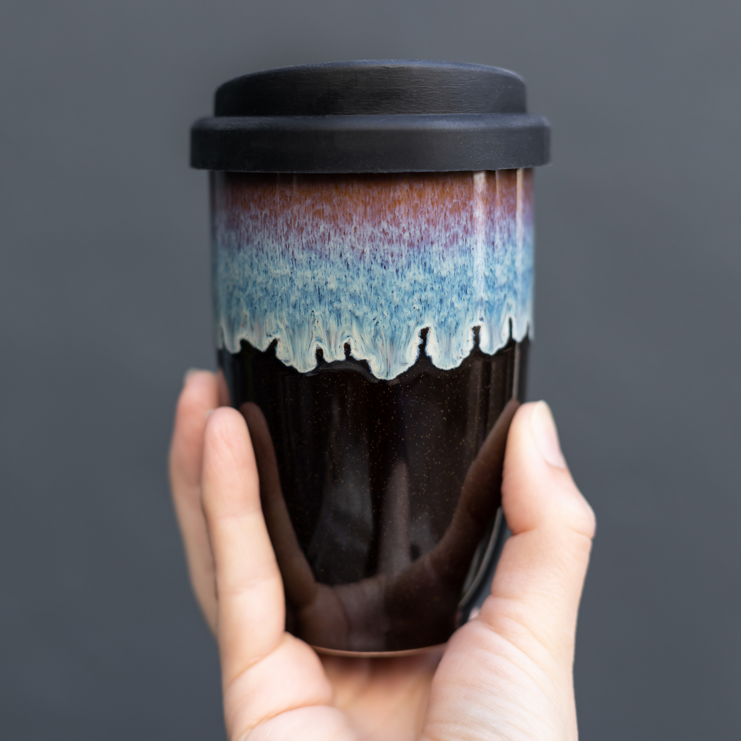 Monsoon Ceramic Mug – 12oz Reusable Cup with Lid -