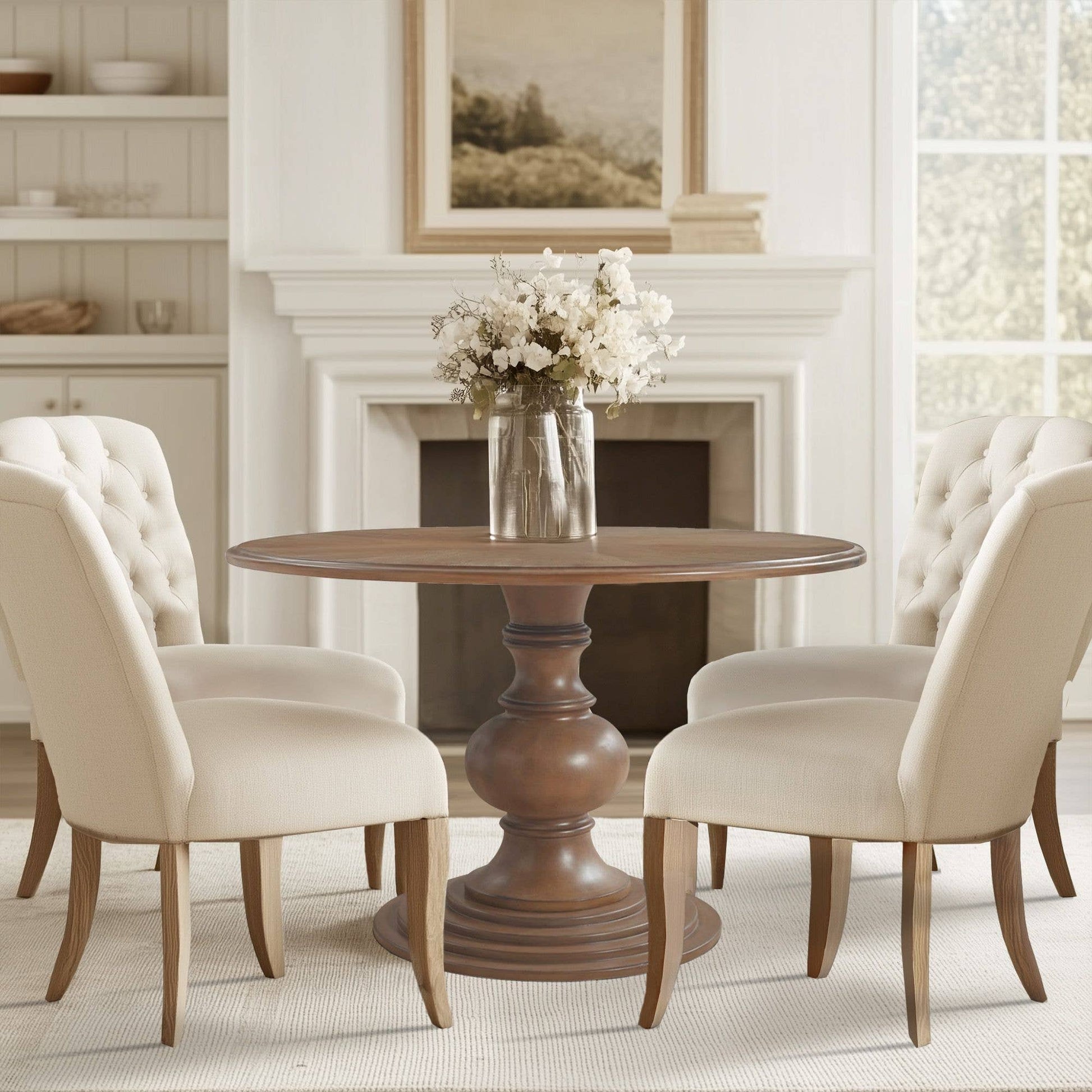 Farmhouse 46" Round Pedestal Dining Table * -
