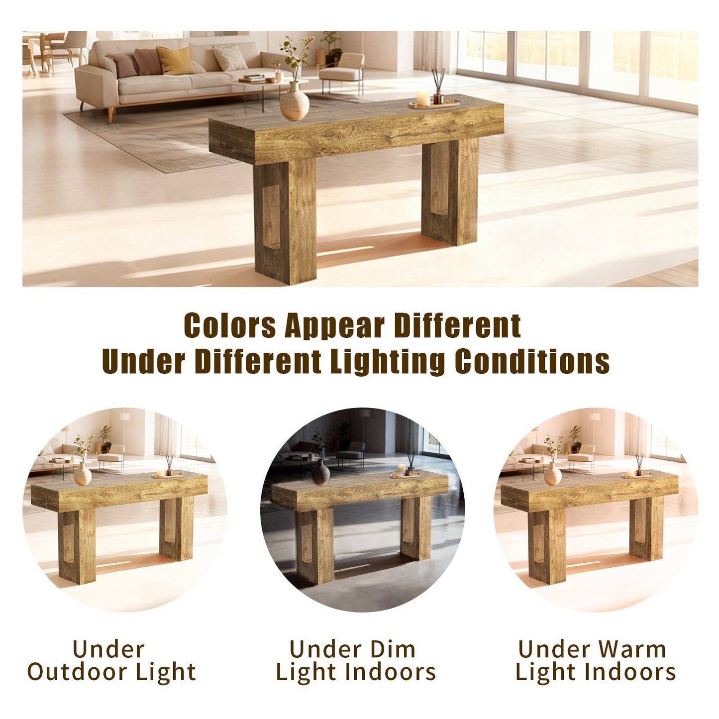 63'' Long Console Table, Farmhouse Entryway Table with Storage, Native Wood Grain Tree Scars, Wooden Rectangular Sofa Table Behind Couch for Entrance, Hallway, Living Room, Foyer (Natural Wood) -