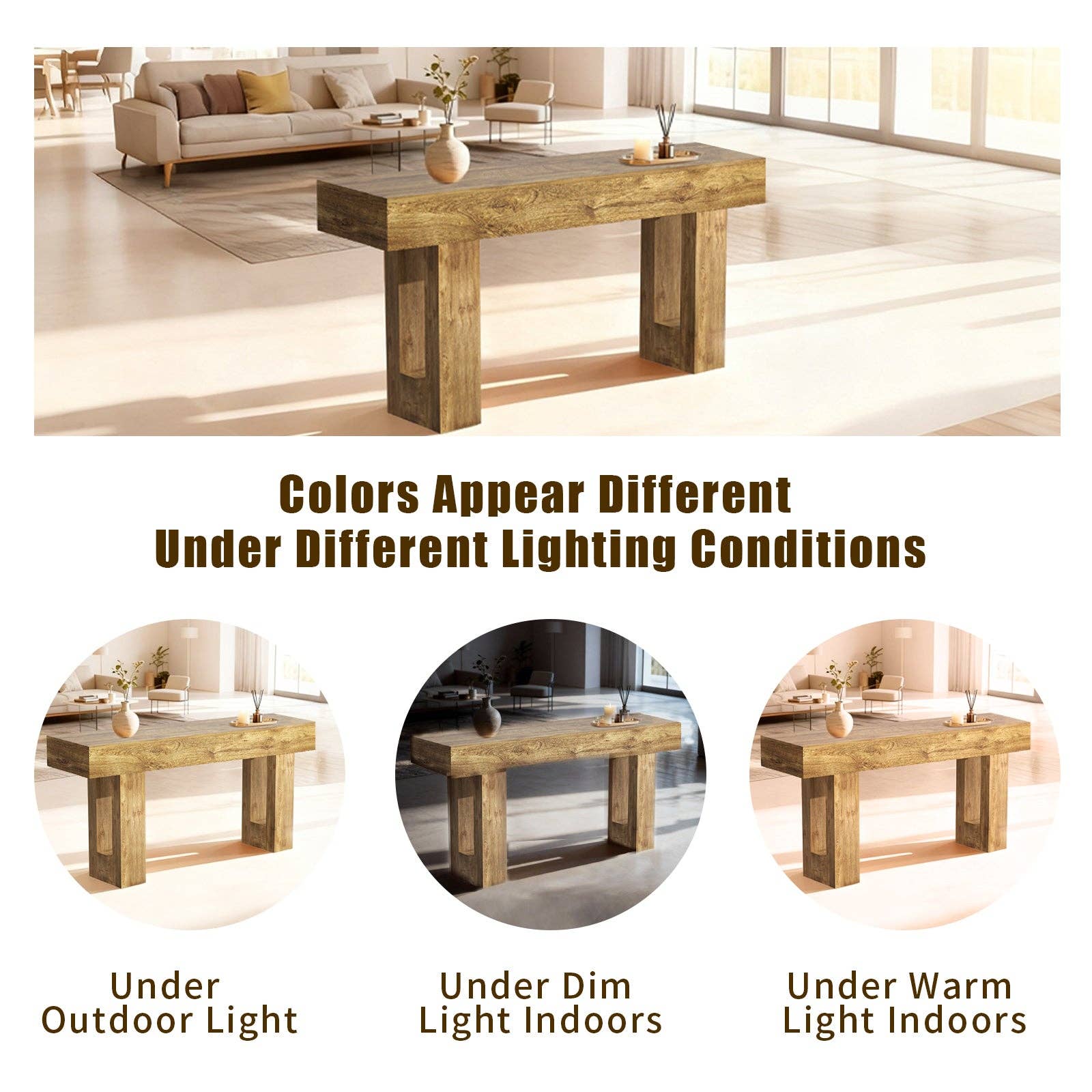 63'' Long Console Table, Farmhouse Entryway Table with Storage, Native Wood Grain Tree Scars, Wooden Rectangular Sofa Table Behind Couch for Entrance, Hallway, Living Room, Foyer (Natural Wood) -