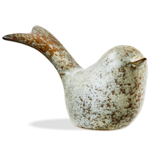 Long Tail Stoneware Bird Gray Everyday - Figurines