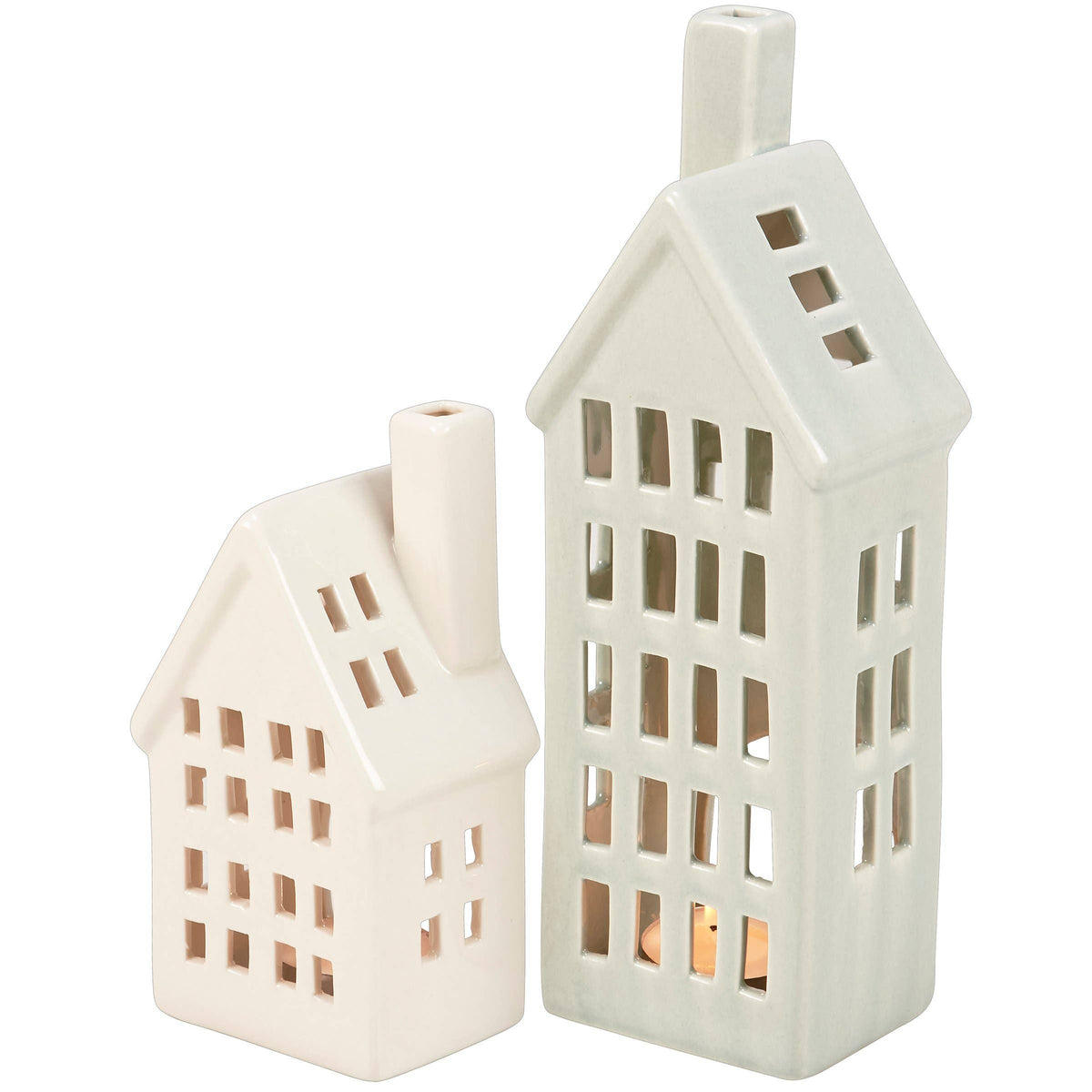 Village House Candle Holder Set -
