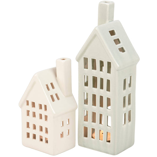 Village House Candle Holder Set -
