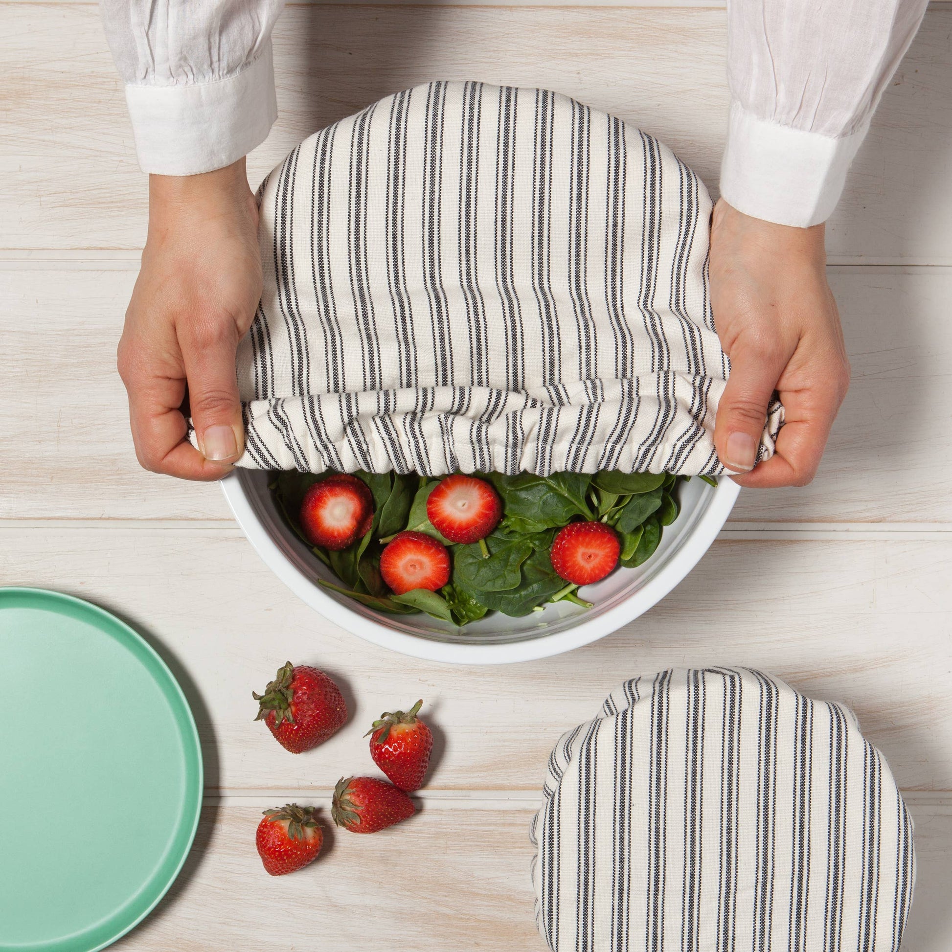 Ticking Stripe Bowl Covers Set of 2 -