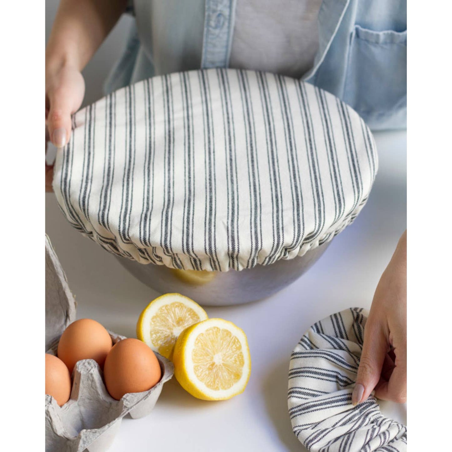 Ticking Stripe Bowl Covers Set of 2 -