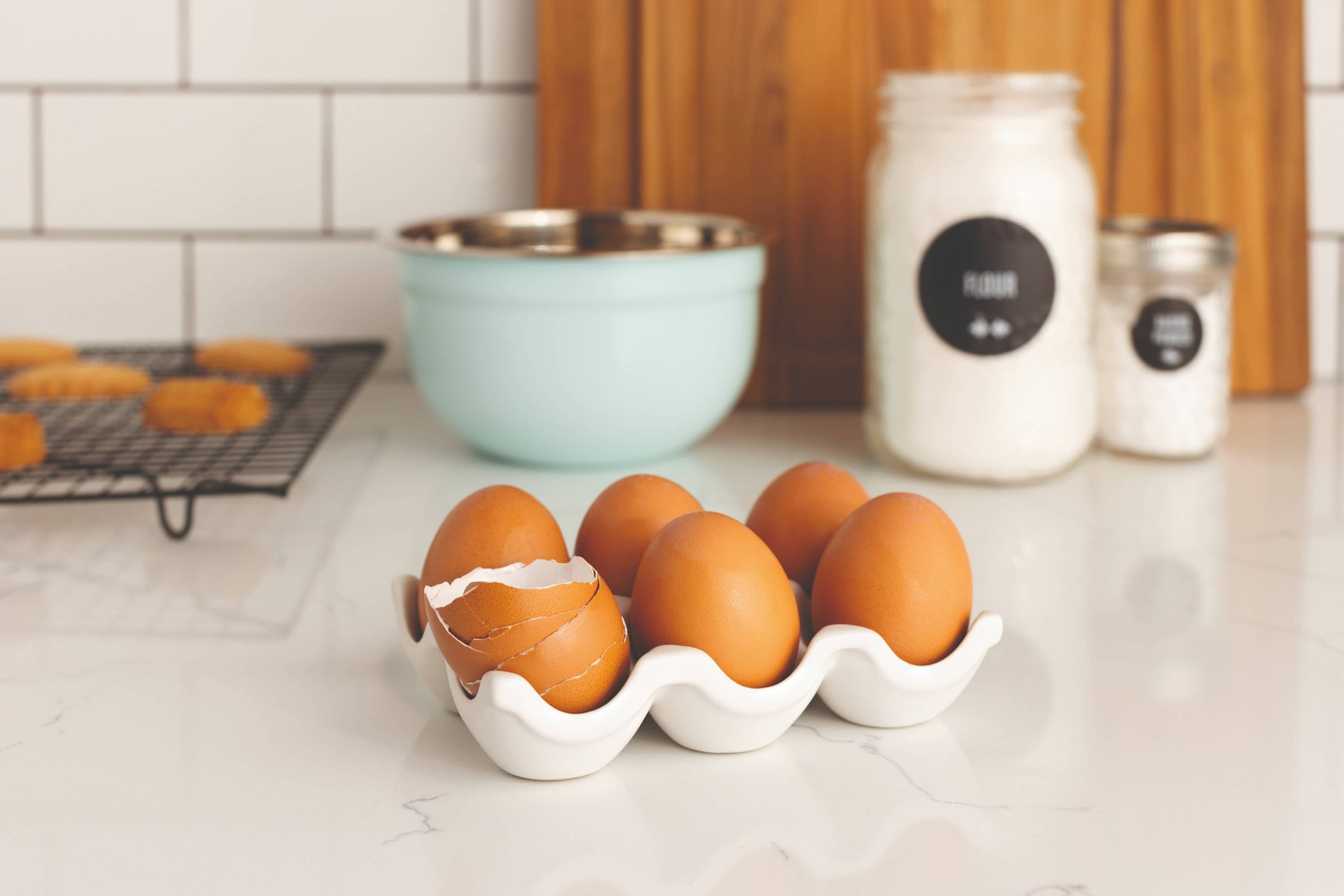 Matte White Ceramic Egg Crate -