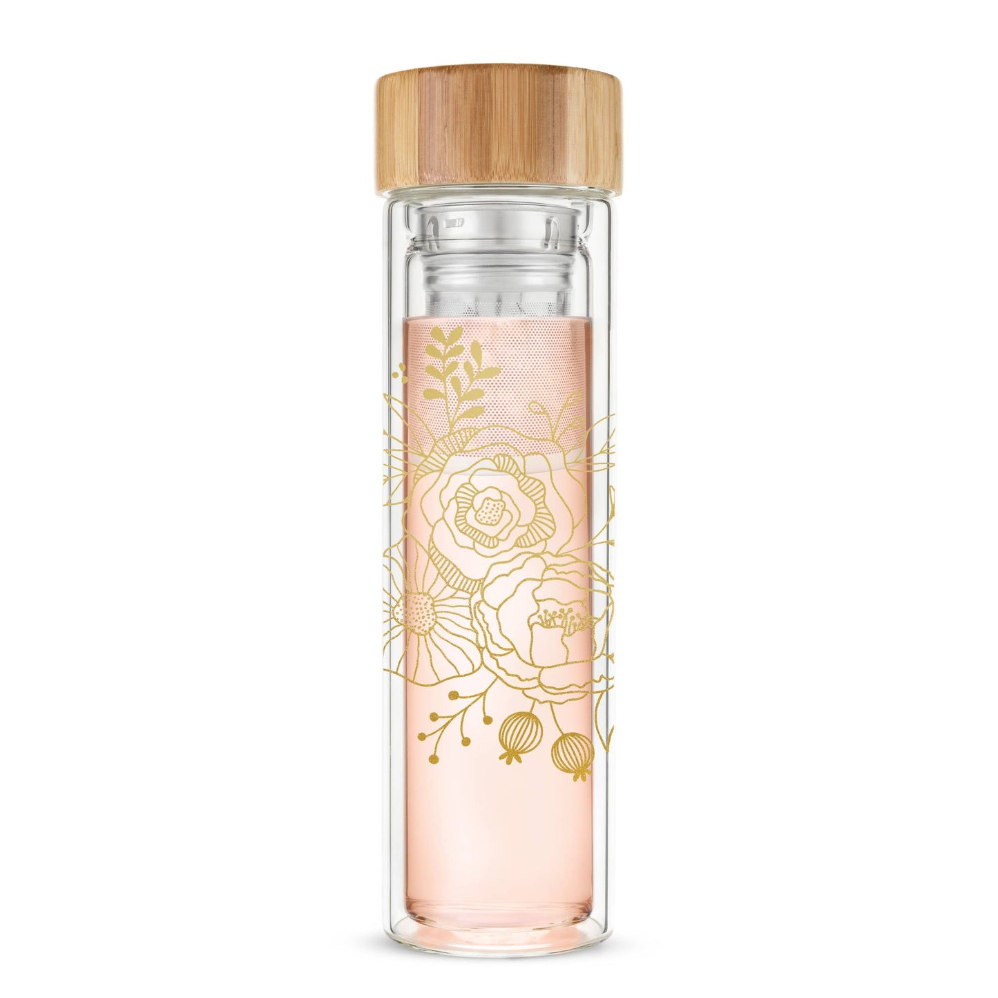 Blair™ Insulated Glass Travel Mug with Tea Infuser Bouqet -