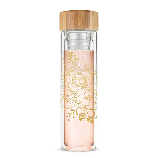 Blair™ Insulated Glass Travel Mug with Tea Infuser Bouqet -