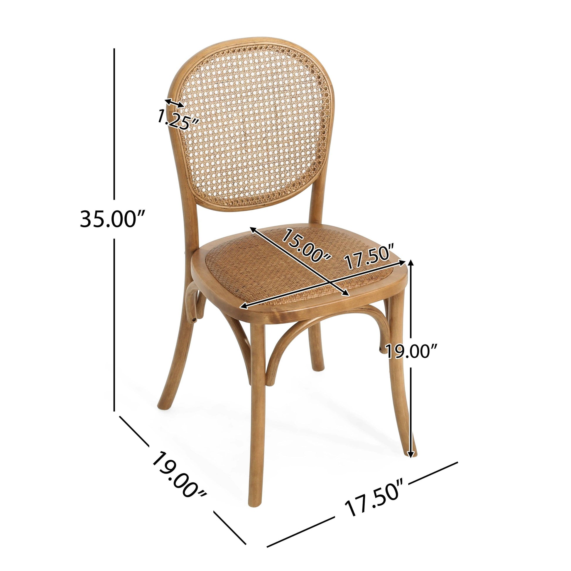 Light Brown Vintage Style Dining Chairs Set of 2 -