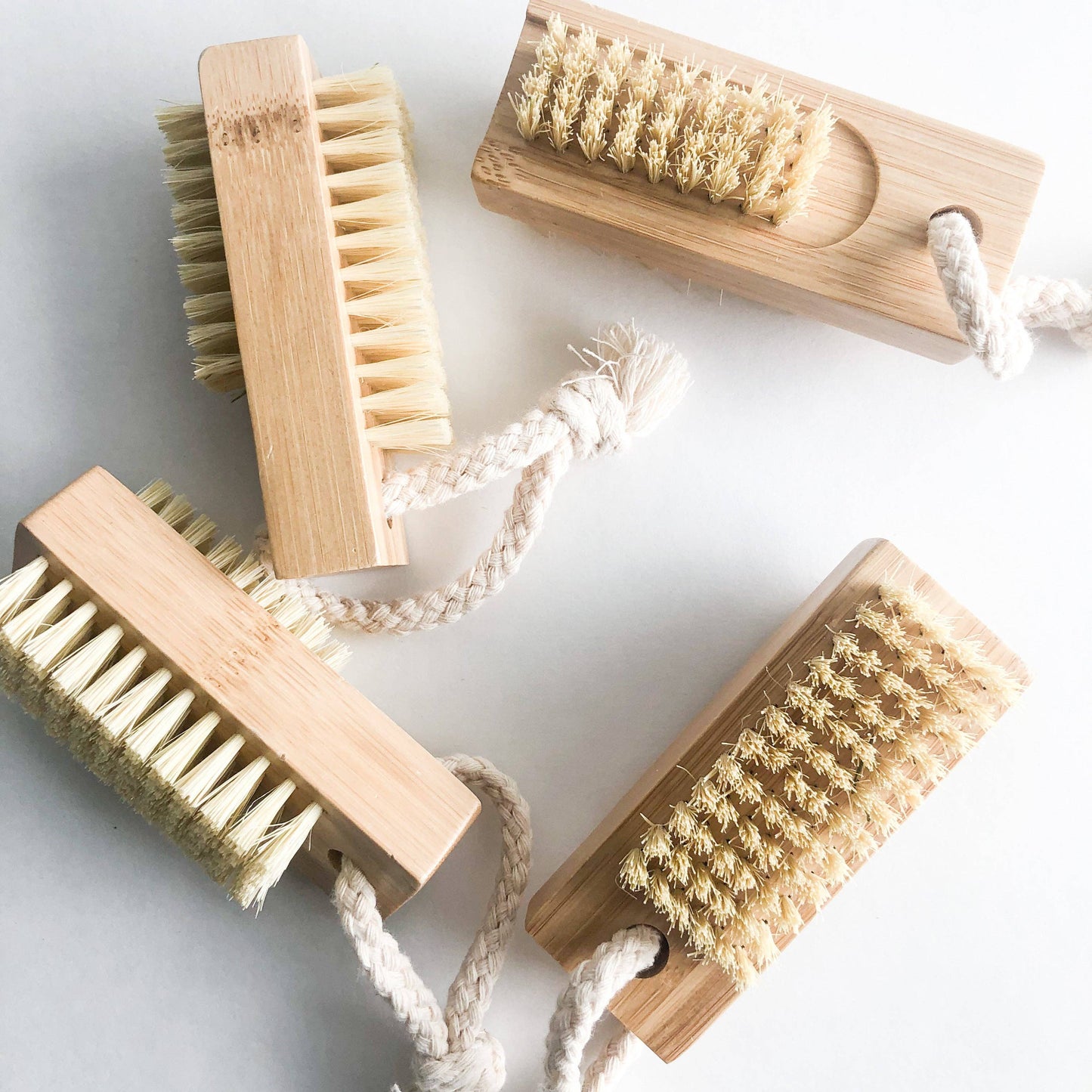 Double Sided Bamboo Nail Brush - Natural Sisal Bristles -