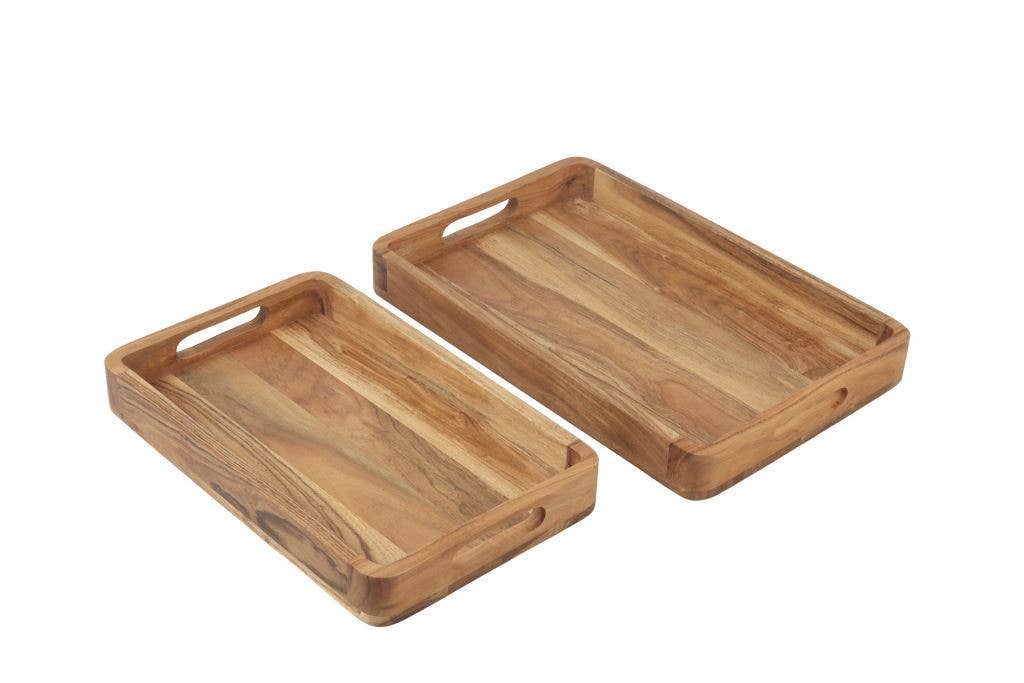 Wood Serving Trays - Set of 2 -