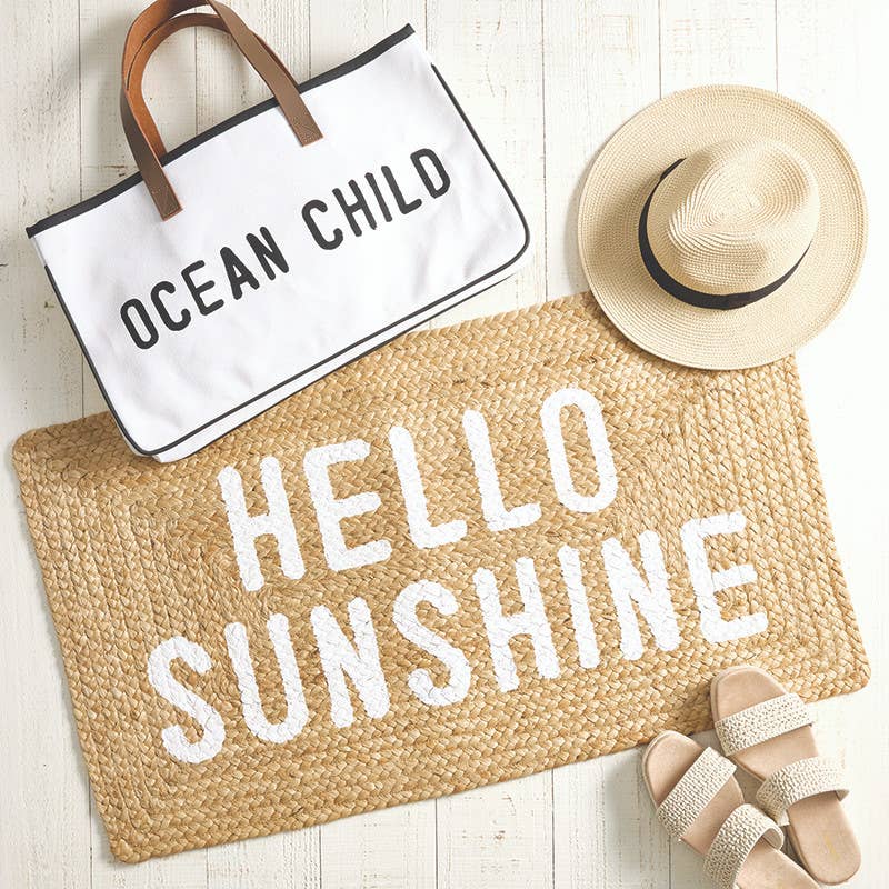 Hello Sunshine Jute Doormat Face To Face Welcome Mat
