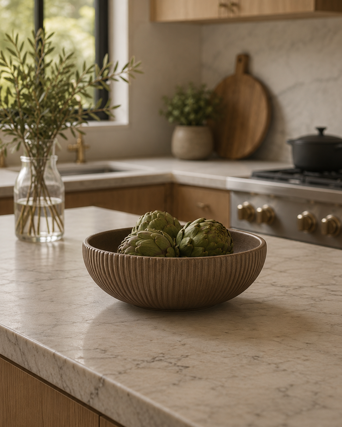 Stone Ribbed Bowl -