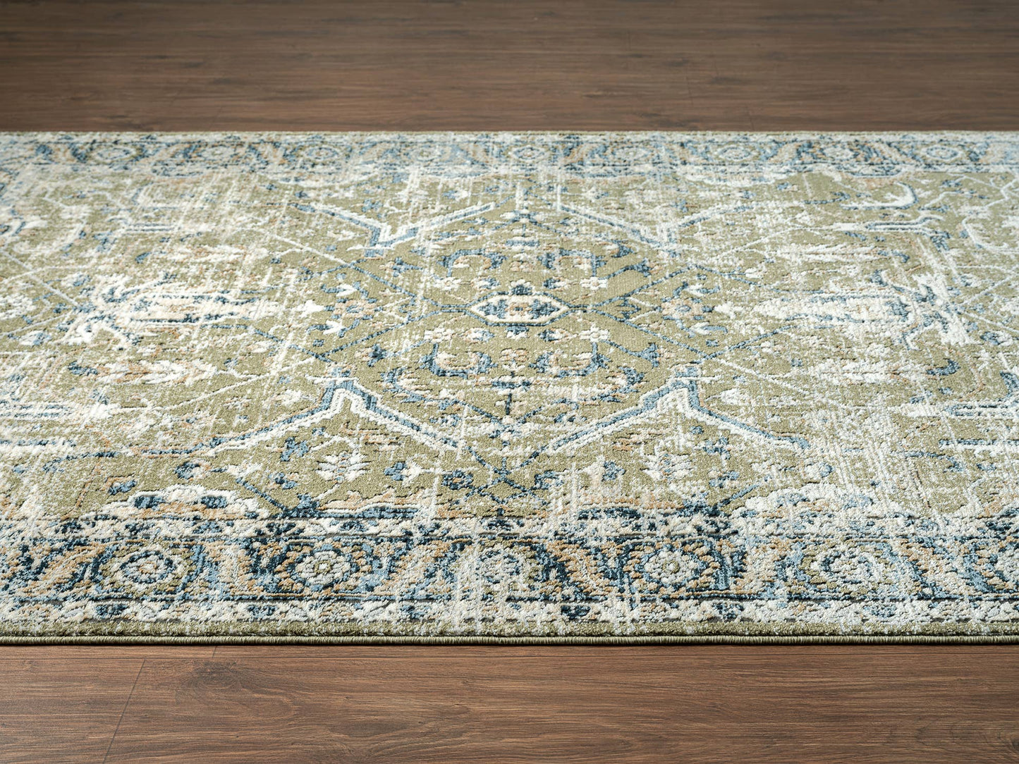 Abani Savoy Vintage Green Blue Area Rug -