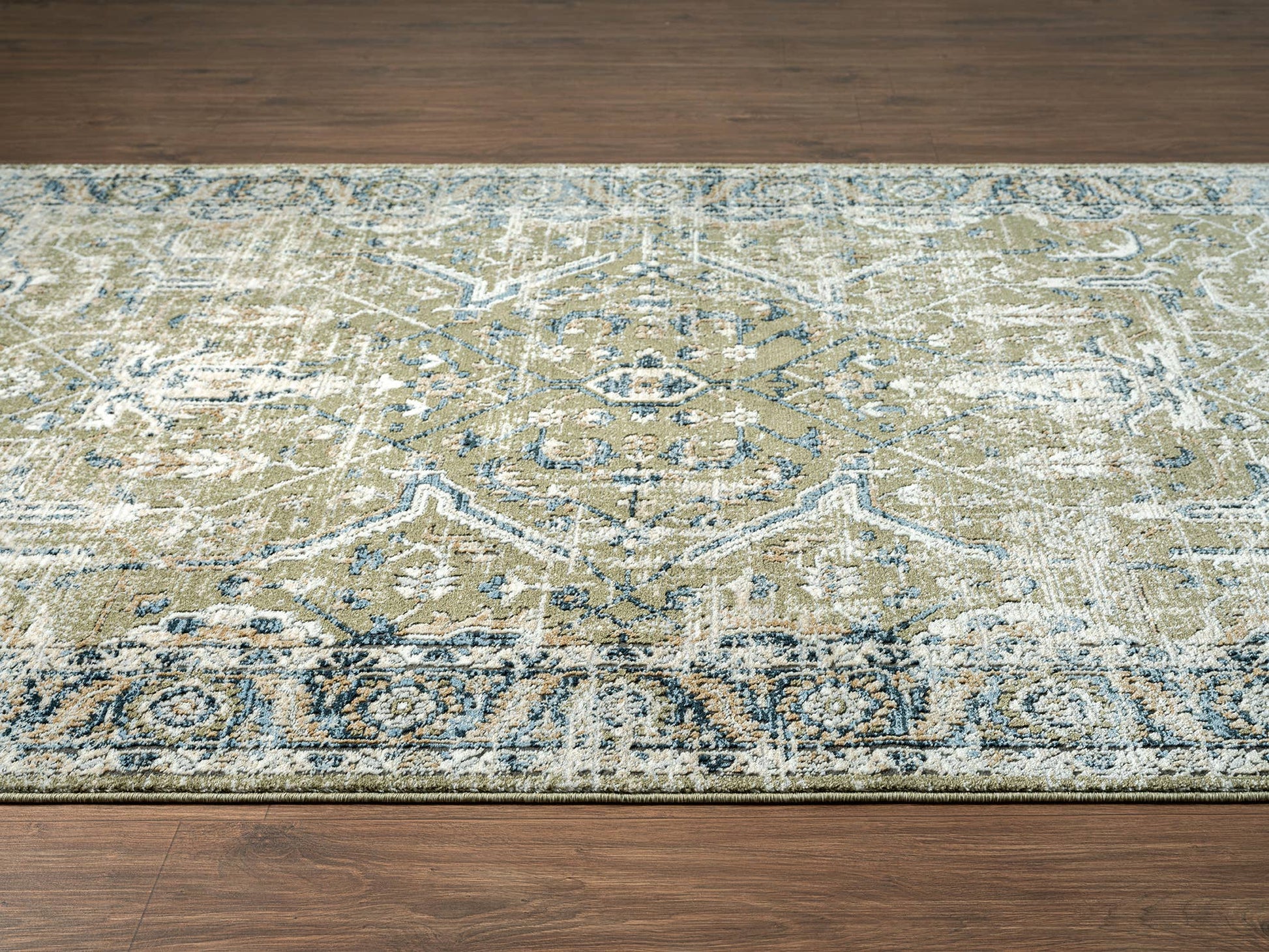 Abani Savoy Vintage Green Blue Area Rug -