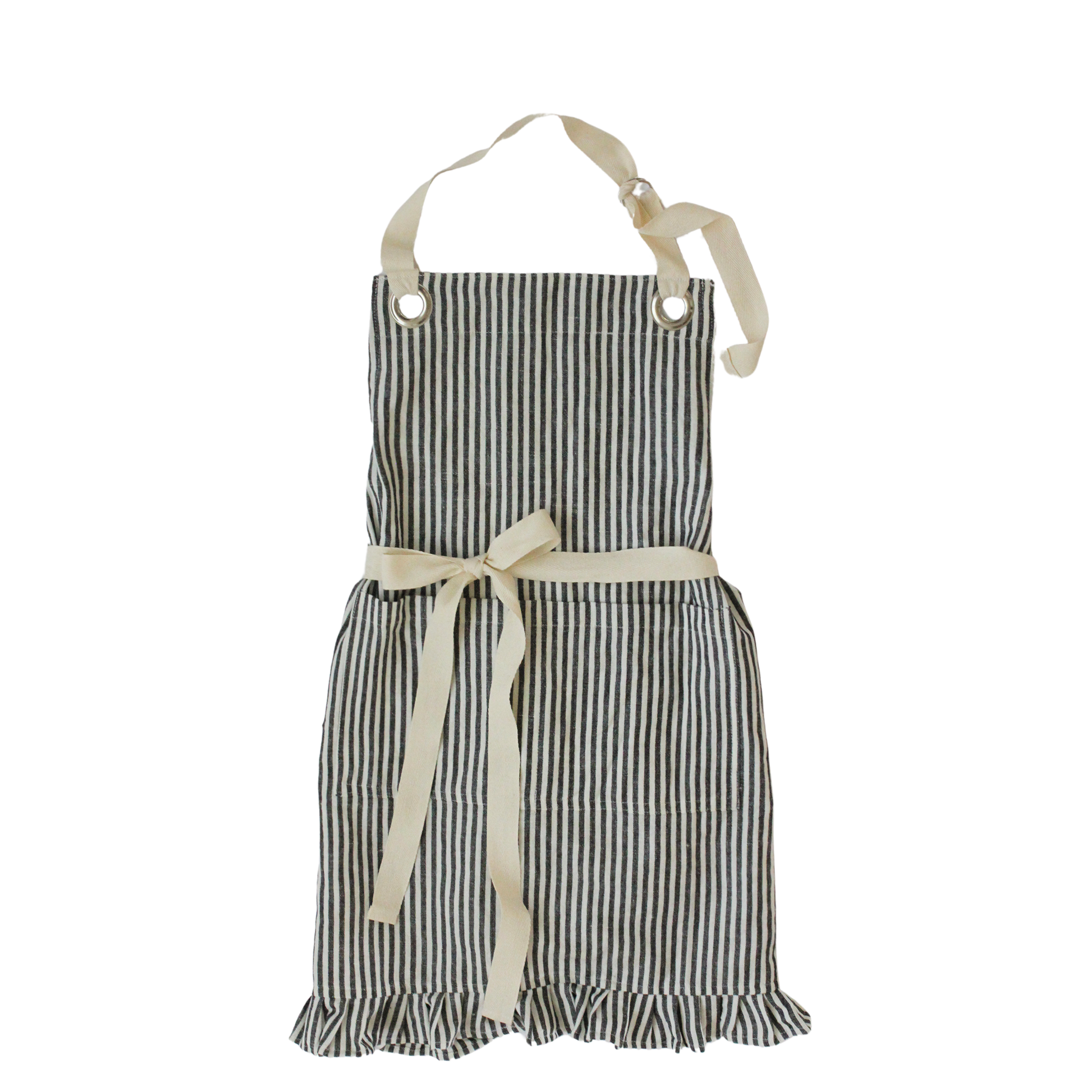 Ruffle Pin Stripe Apron -