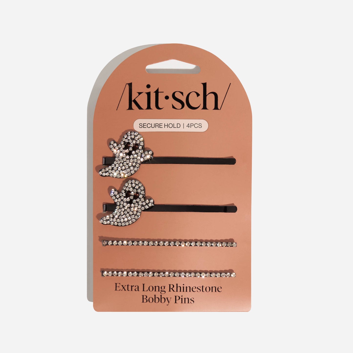 Extra Long Metal Rhinestone Bobby Pins 4pc Set - Ghost -
