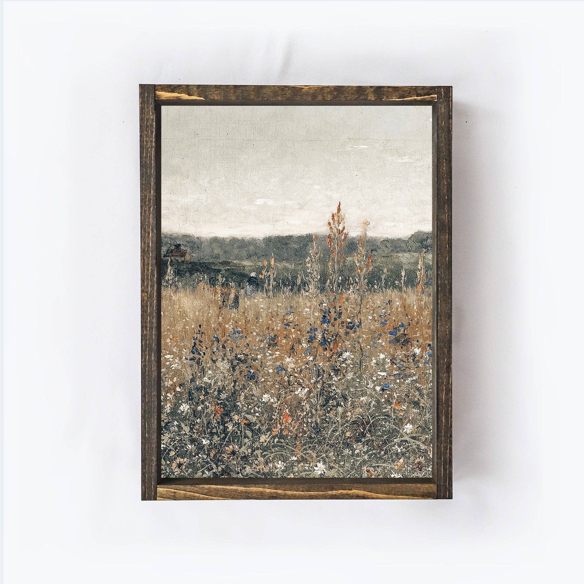 Vintage Print Framed | Wildflower Field Painting A32 -