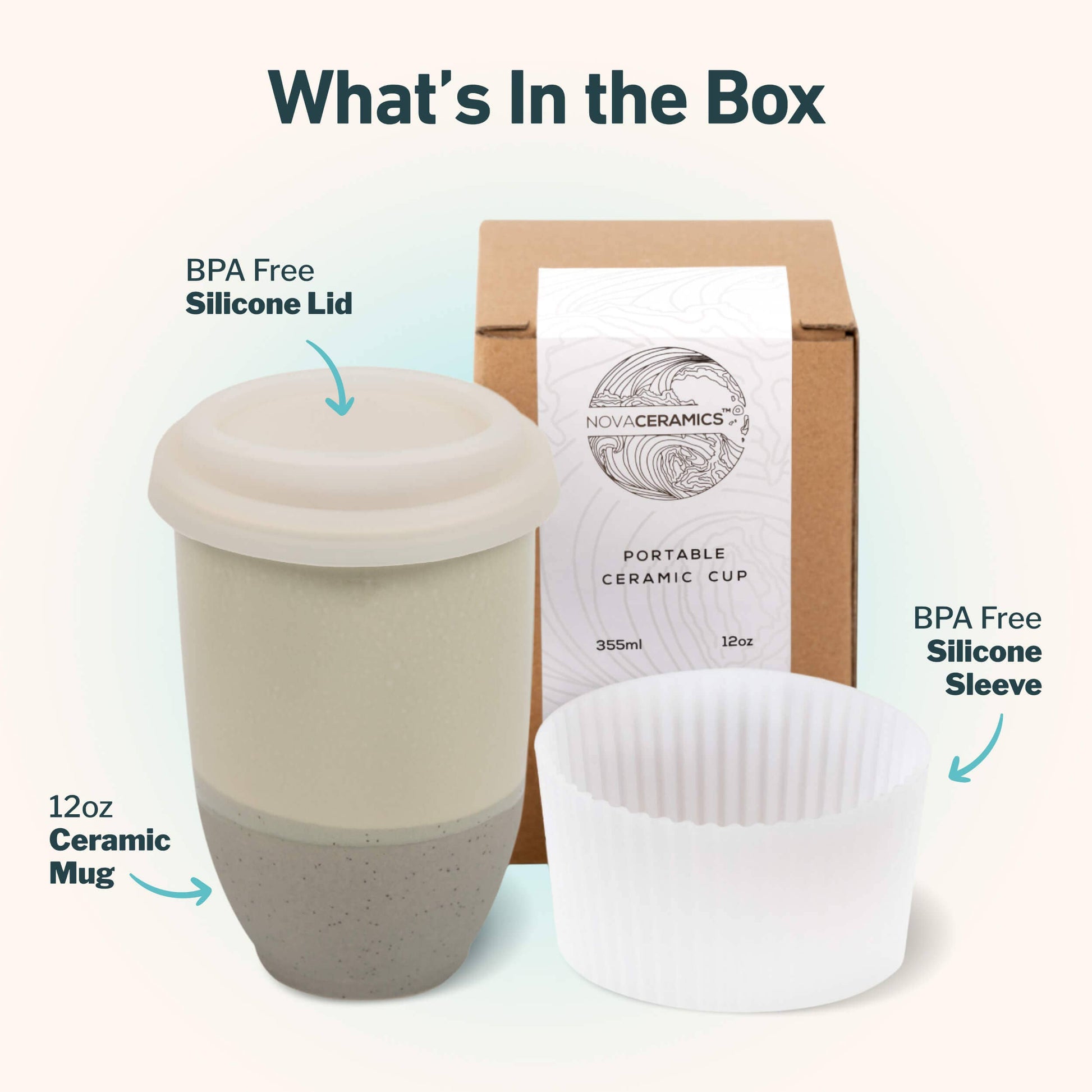 Mist Ceramic Mug – 12oz Reusable Travel Coffee Cup -