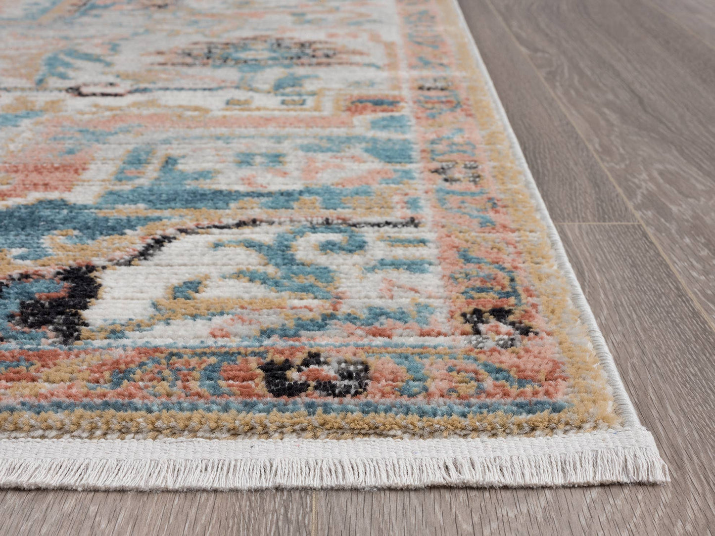 Abani Azure Beige Faded Blue Medallion Area Rug -