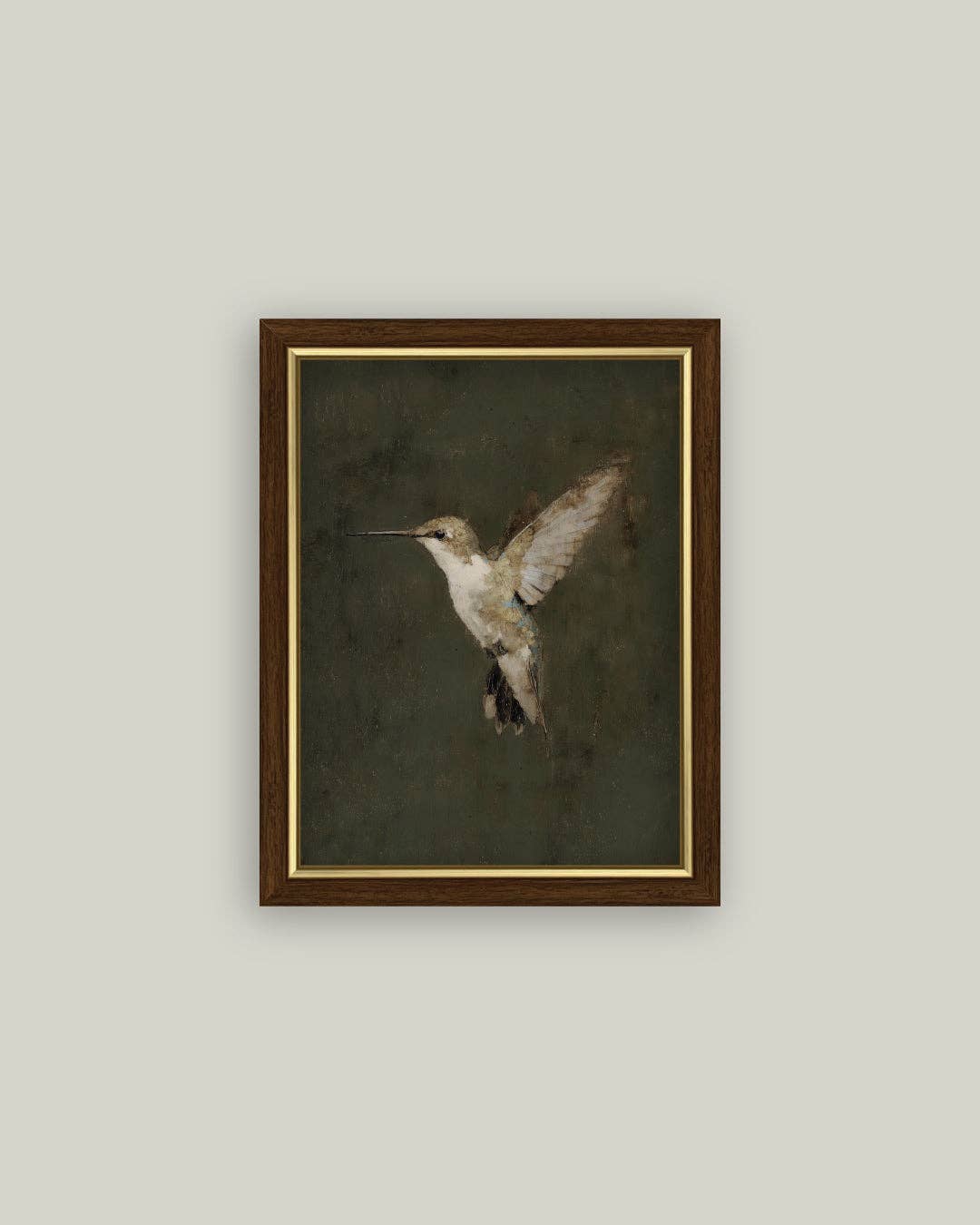 Hummingbird on Green -