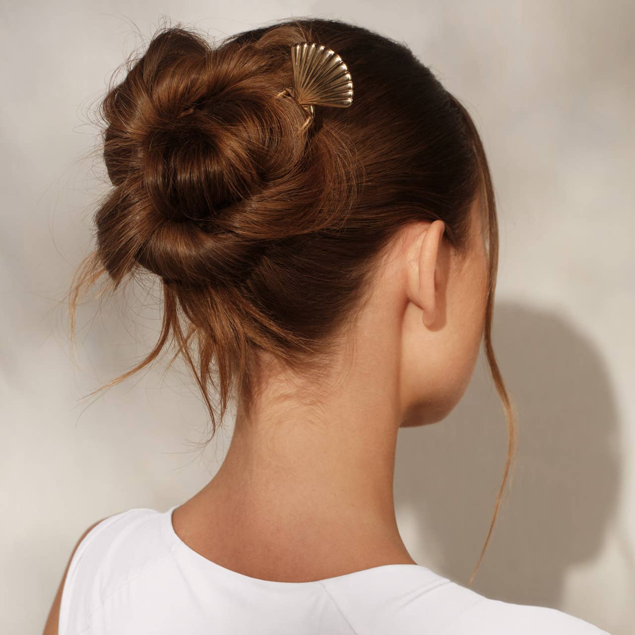 Metal Clam Shell French Hair Pin - Gold -