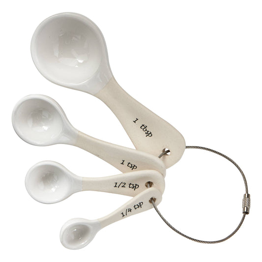 Measuring Spoon Set/4 White Stoneware - Measuring Spoons