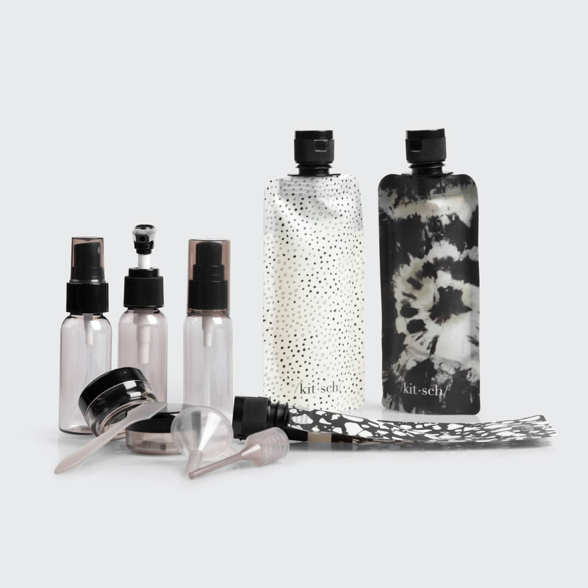 Refillable Ultimate Travel 11pc Set - Black & Ivory -