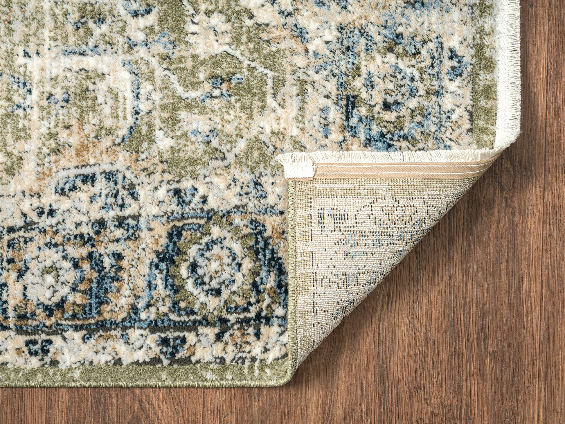 Abani Savoy Vintage Green Blue Area Rug -