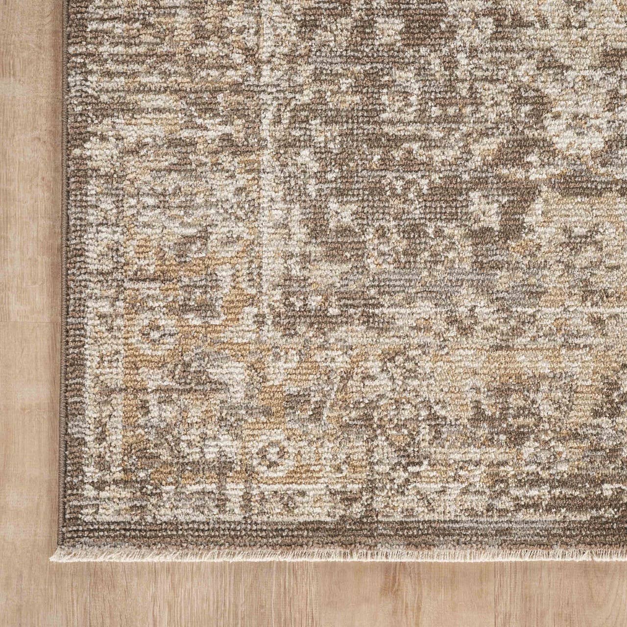 Evelyn Distressed Floral Beige Taupe Area Rug -