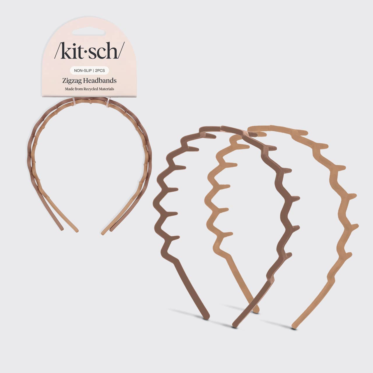 Recycled Plastic Zig Zag Headband 2pc - Neutral -
