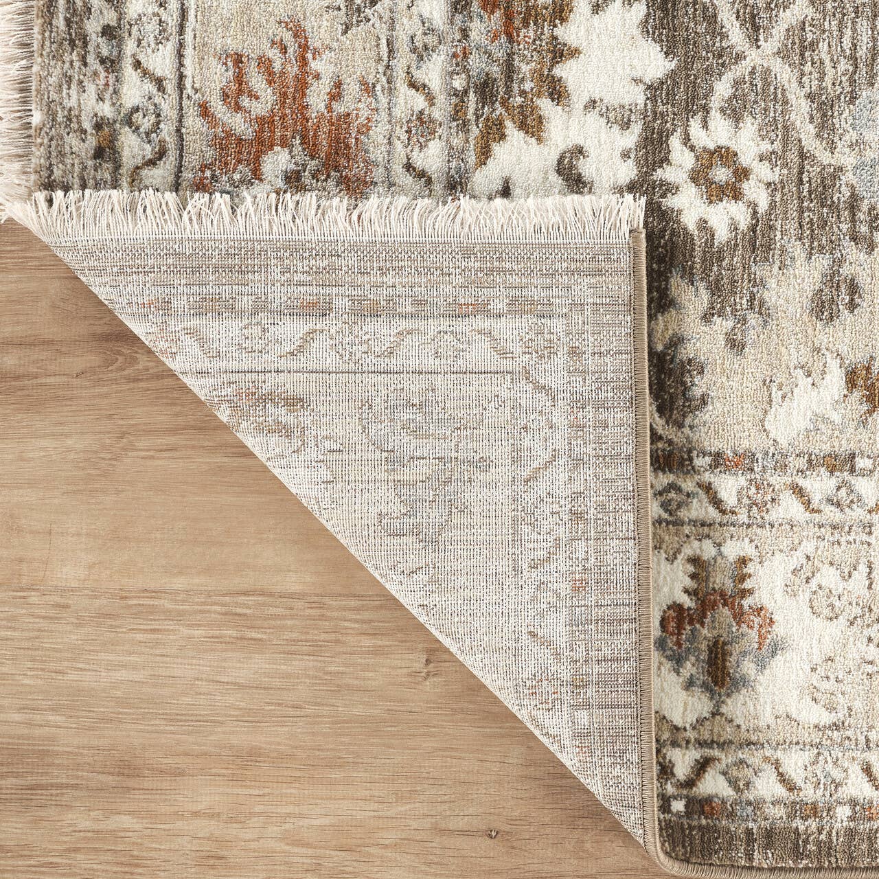 Alara Taupe Cream Vintage Medallion Floral Area Rug -