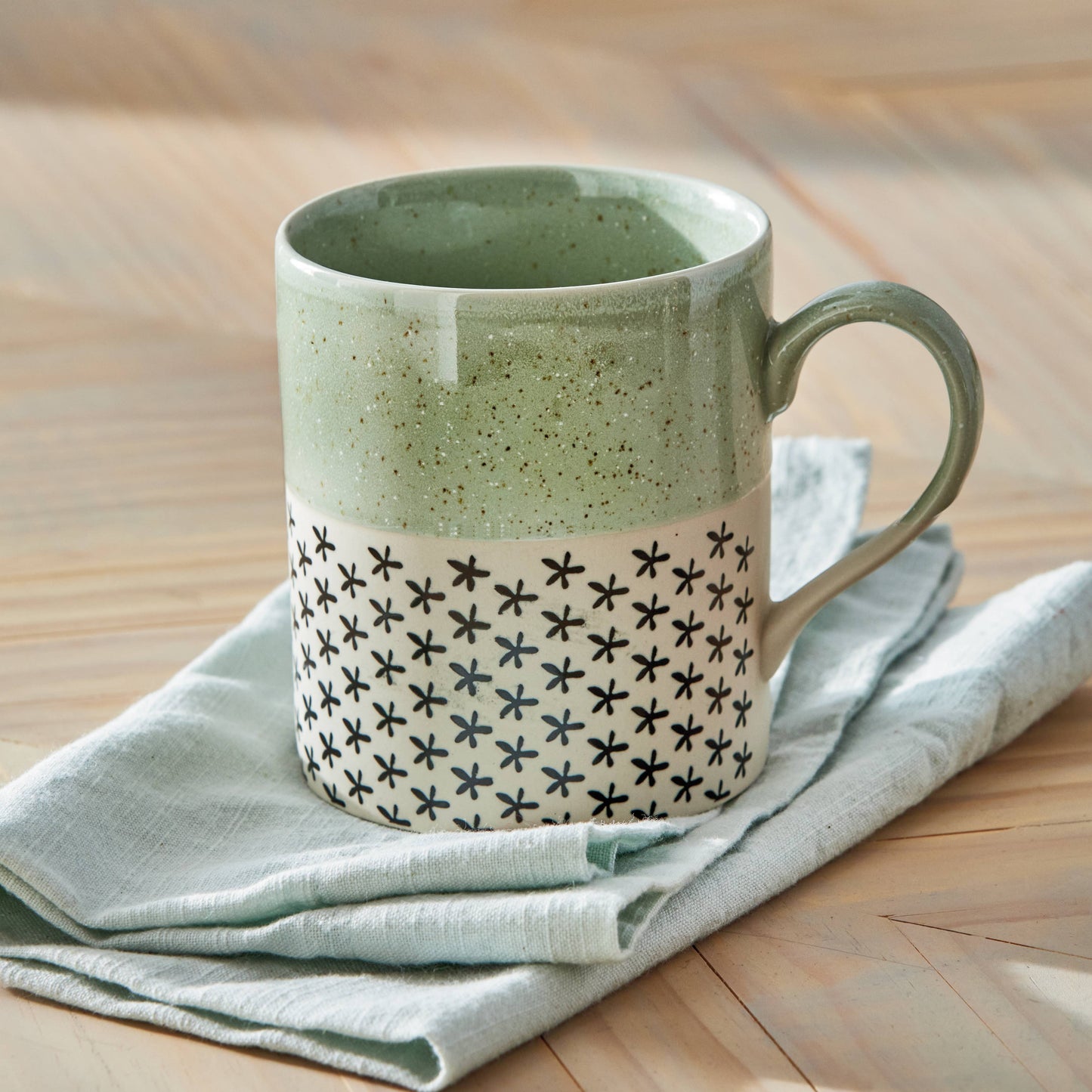 Emery Mug Green Multi Stoneware Everyday - Mugs
