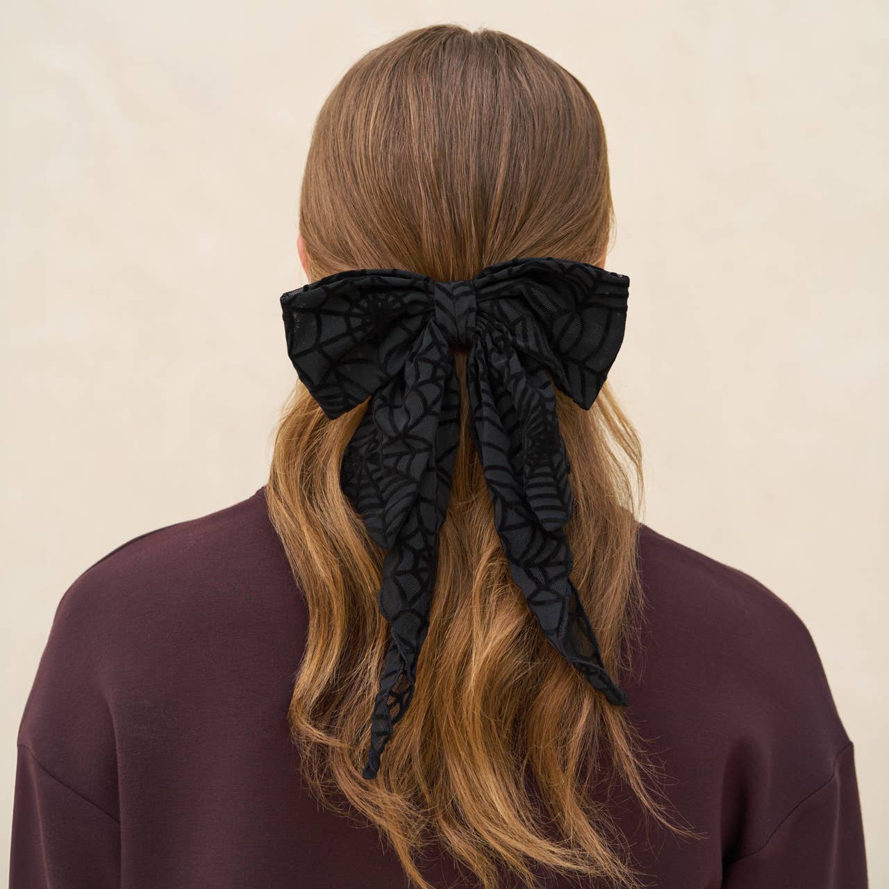 Oversized Bow Hair Clip - Spiderweb -
