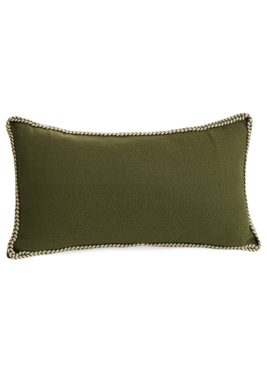 CUSHION W/STITCH PIPING COTTON GREEN 12X22 -